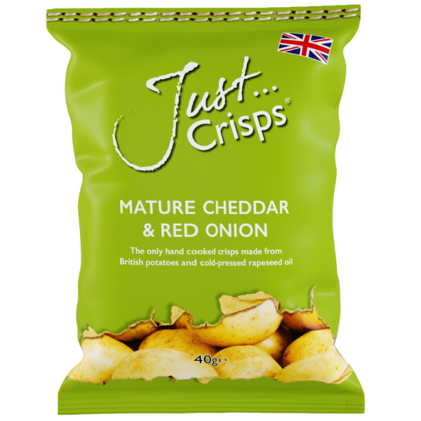 JUST CRISPS - Mature Cheddar & Red Onion 24x40g Full Case