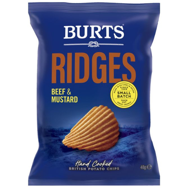 BURTS RIDGES Beef & Mustard 20x40g Full Case