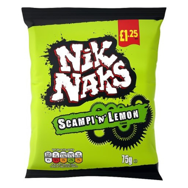 NIK NAKS - Scampi 'n' Lemon Flavour PMP £1.25 FULL CASE 20x75g (Copy)
