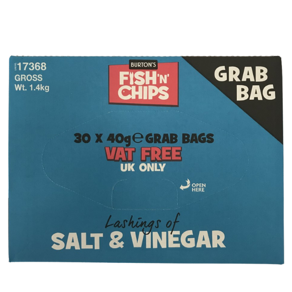 BURTONS Fish & Chips - Salt & Vinegar PMP 69p 30x40g Full Case