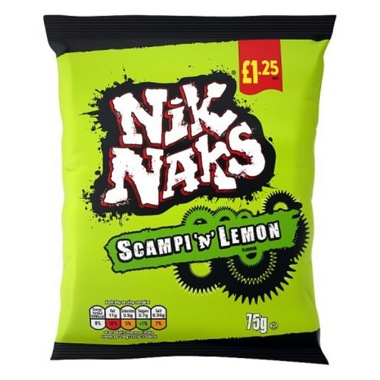 NIK NAKS - Scampi 'n' Lemon Flavour PMP £1.25 FULL CASE 20x75g (Copy)