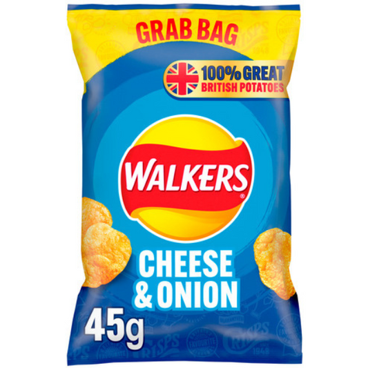 WALKERS GRAB BAG Cheese & Onion 32x45g Full Case